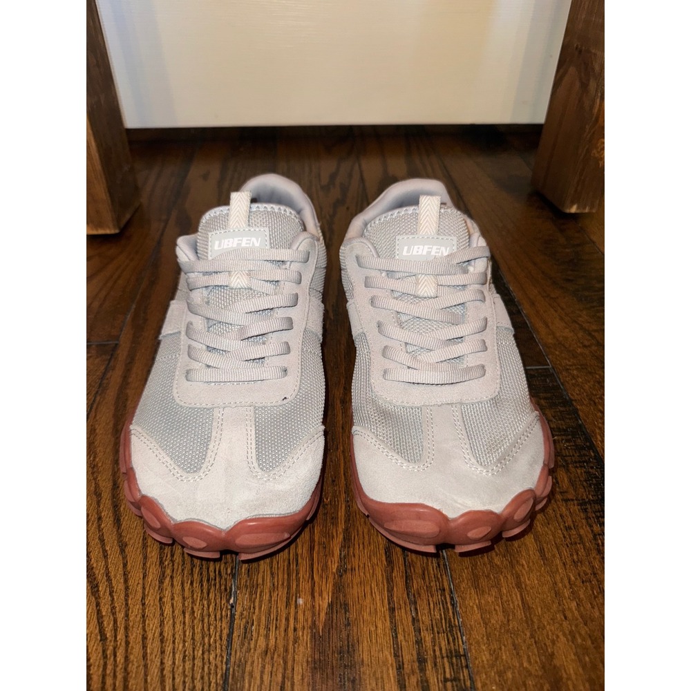 UBFEN Gray Mesh Suede Trim Lace Up Sneakers EU‎ 41 US 9.5 Casual Comfort Shoes - Picture 2 of 7